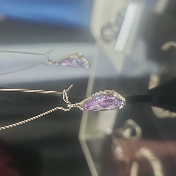 NWT Amethyst and Sterling Silver Wire Earrings from Artinfinitum.art Boutique - Picture 3 of 6